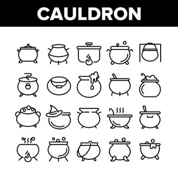 Cauldron Collection Elements Icons Set Vector 스톡 일러스트
