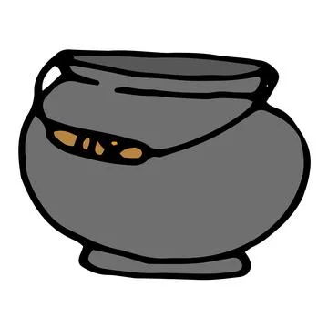 The cauldron is empty for Halloween. vector isolated element of a grey witch's Stock Illustration