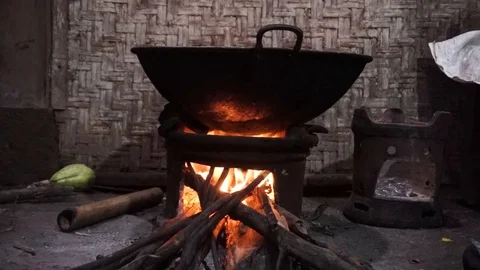 Cauldron on fire Stock Footage 104645915