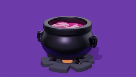 Cauldron with lilac potion. Abstract loop animation Vídeo Stock 238767829