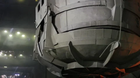 Cauldron machinery at work in a foundry Stock Footage 1076468