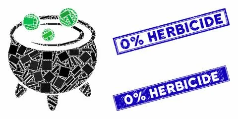 Cauldron Mosaic and Grunge Rectangle Watermarks Stock Illustration