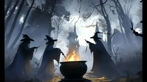 Cauldron at Nighttime Witches' Sabbat Stock Footage 282662755