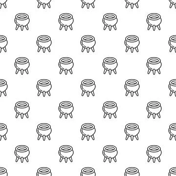 Cauldron outlined repeating pattern for magic theme Stock Illustration