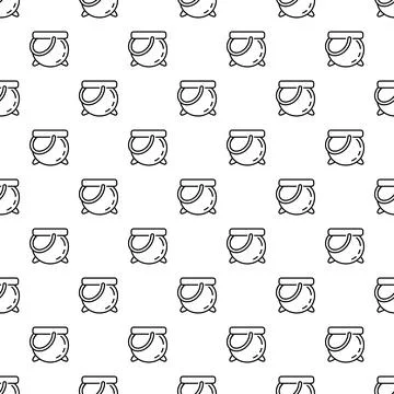 Cauldron pattern creating a seamless witchcraft background Stock Illustration