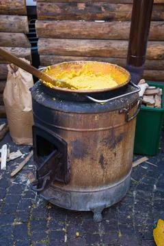 Cauldron with polenta 写真素材