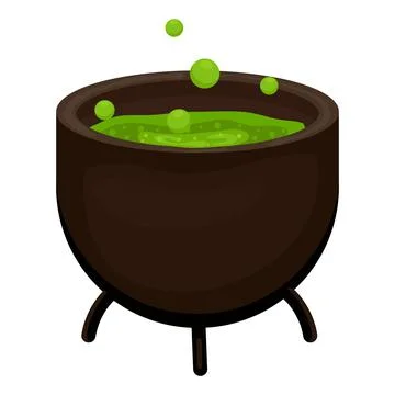 Cauldron with potion in flat style Stock Illustration
