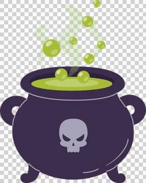 Cauldron with potion, Halloween design, flat illustration Illustrazione stock
