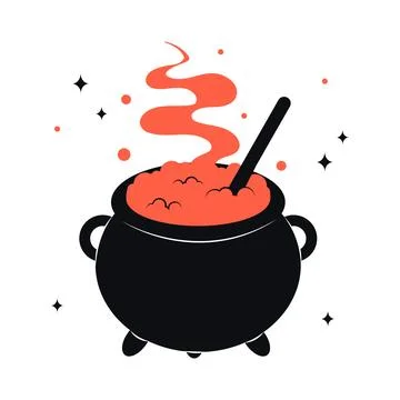 Cauldron with red witch poison. Stock Illustration