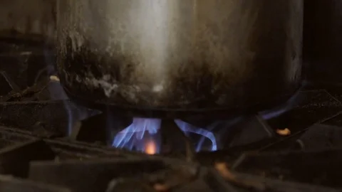Cauldron on a stove Stock Footage 109391744