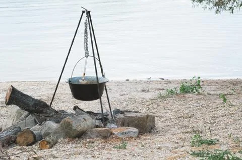 Cauldron on Tripod Stock Photos