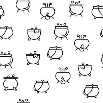 Cauldron Vector Seamless Pattern Illustrazione stock