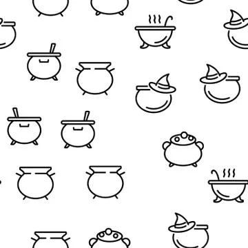Cauldron Vector Seamless Pattern Illustrazione stock