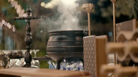 Cauldron in a wedding buffet Stock Footage 221023661