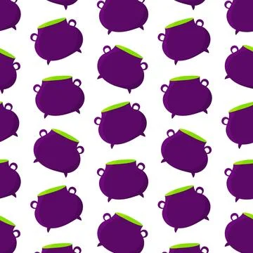 Cauldron witch halloween potion brew pattern textile Stock Illustration