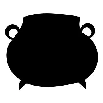 Cauldron witch halloween potion brew black white Stock Illustration