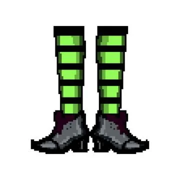 Cauldron witch legs pixel art vector illustration Stock Illustration