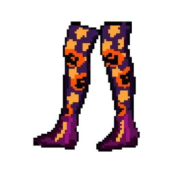 Cauldron witch legs pixel art vector illustration Stock Illustration