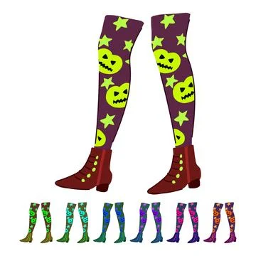 Cauldron witch legs vector cartoon graphic Stock Illustration