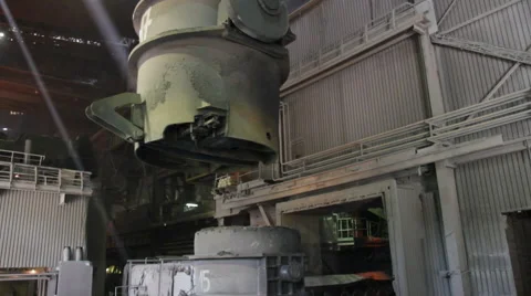 Cauldron at work in foundry Stock Footage 1076639