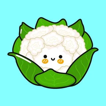 Cauliflower character. Vector hand drawn cartoon kawaii character illustrat.. Stock Illustration