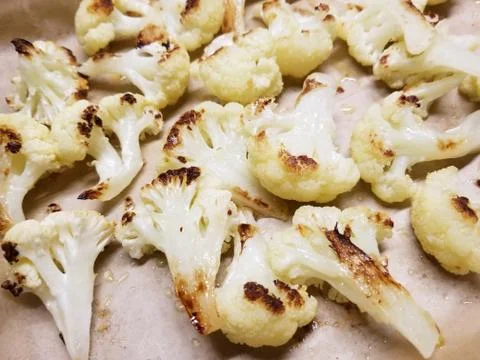 Cauliflower Florets on Parchment Stock Photos
