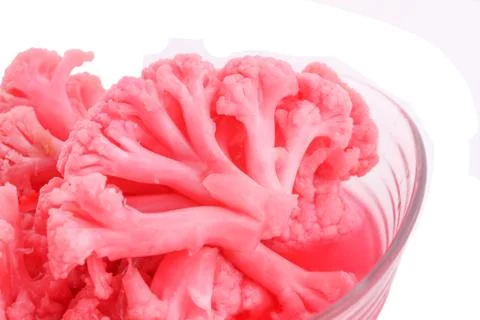 The Cauliflower Pickled On The White background Stock Photos