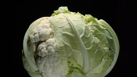 Cauliflower in rotation on black background. Stock Footage 98762304