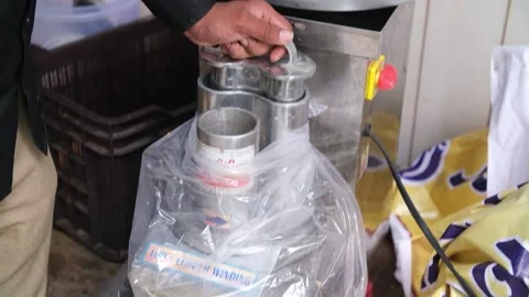 Cauliflower salad is being made in an automatic machine Stock Footage 246462661