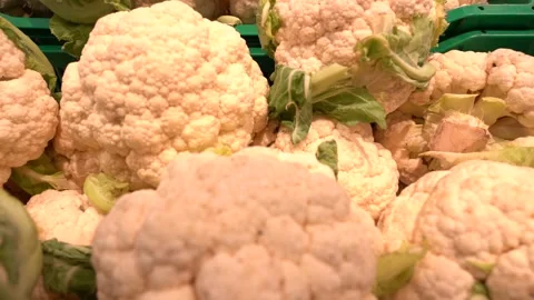 Cauliflower on the shelves of the store Stock Footage 167551388
