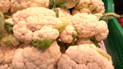 Cauliflower on the shelves of the store Stock Footage 167551548