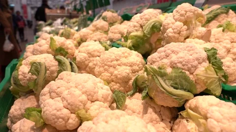Cauliflower on the shelves of the store Stock Footage 167930726