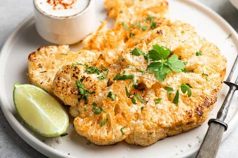 Cauliflower steaks Stock Photos