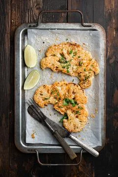 Cauliflower steaks Stock Photos