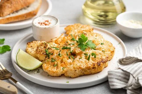 Cauliflower steaks Stock Photos