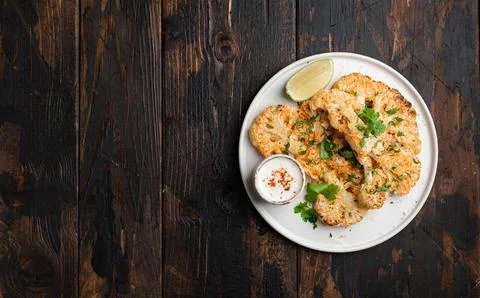 Cauliflower steaks Stock Photos