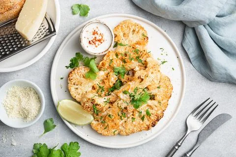 Cauliflower steaks Stock Photos