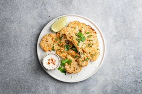 Cauliflower steaks Stock Photos