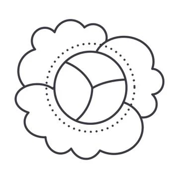 Cauliflower vector line icon, sign, illustration on background, editable strokes Stock Illustration