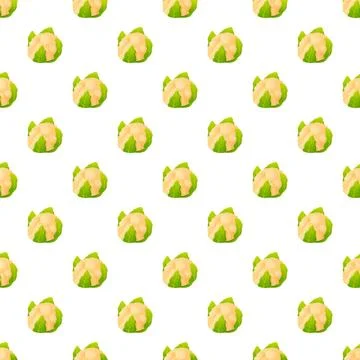 Cauliflower vegetable food seamless pattern background 스톡 일러스트