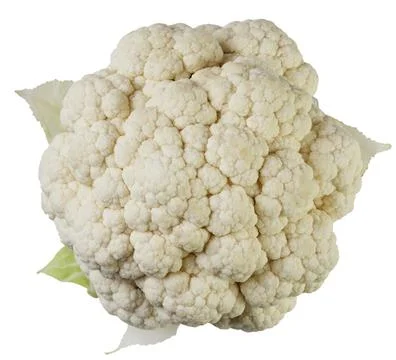 Cauliflower on a white background, cut out. Top view. Stock Photos