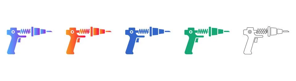 Caulk Gun Construction Tool Vector Icon Set Stock Illustration