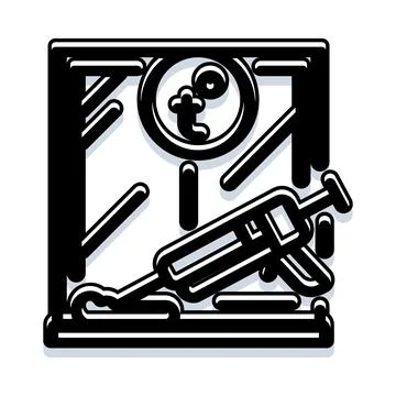 Caulk gun sealing window with broken glass icon Ilustración de archivo