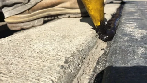 Caulking Close Up of Black Rubber  Video stock 90440233