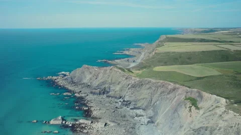 Caunter Beach and Cliffs, Hartland Cornwall Heritage Coast, SW Coast Path Stock Footage 201761450