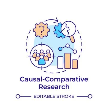Causal-comparative research multi color concept icon Stock Illustration
