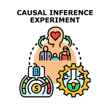 Causal inference experiment illustrating research and data analysis Stock Illustration