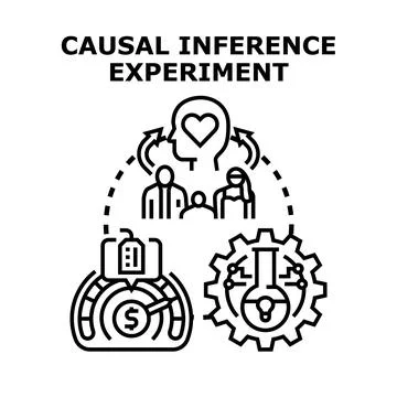 Causal inference experiment illustrating research and data analysis Illustrazione stock