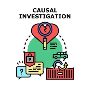 Causal investigation finding problem root cause analysis Illustrazione stock