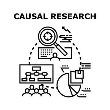Causal research analyzing relationships and developing concepts Stock Illustration